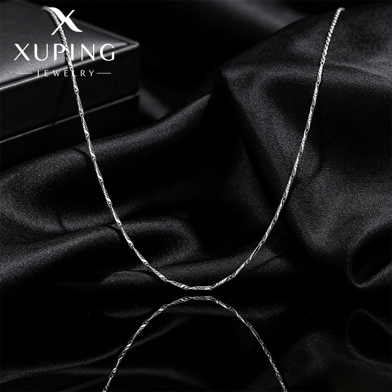 Xuping fácil de montar cadena simple cadena de aleación de cobre chapado blanco con colgante universal collar simple cadena clavícula al por mayor