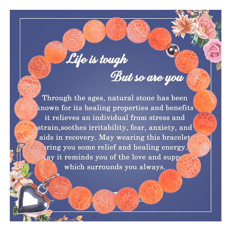 Fashion Heart Shape natural stone Agate Beaded Bracelets 1 Piece