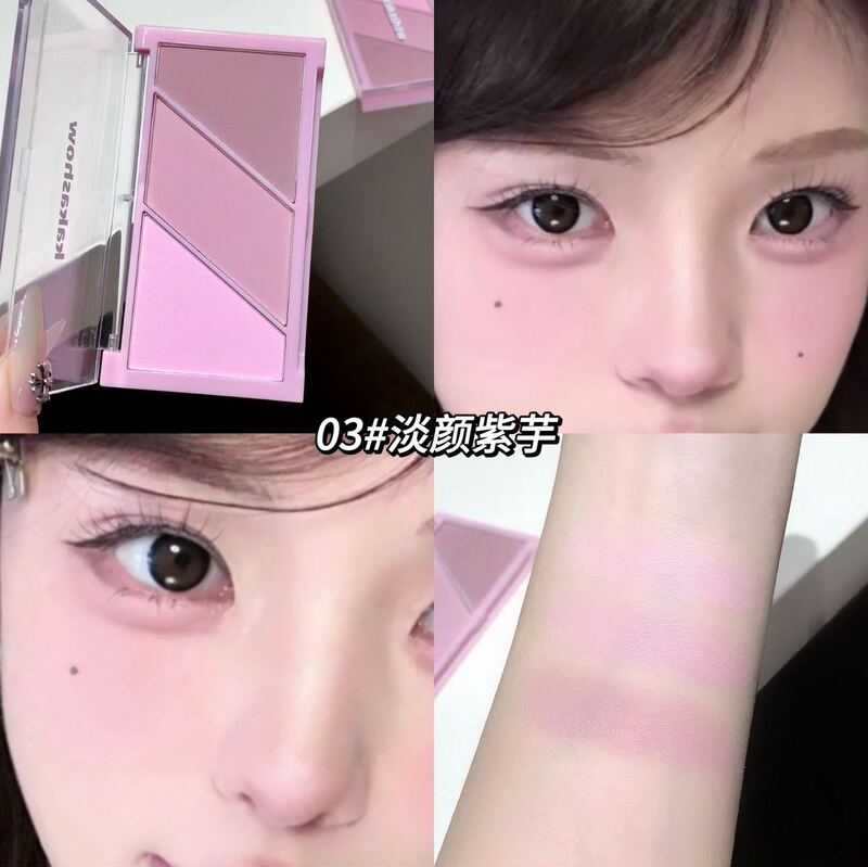 kakashow嘭嘭三色腮红盘膨胀色细腻元气多巴胺不易飞粉腮红多色|undefined