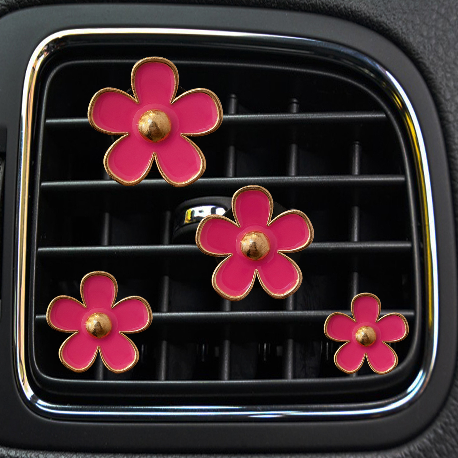 Little Chrysanthemum Car Perfume Joyas Aleación Little Daisy Flor de cinco pétalos Salida de aire del coche Perfume Decoración Clip