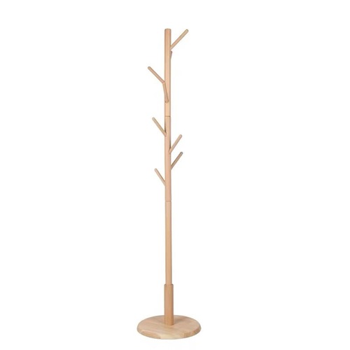 Factory Direct Sales Pine Wood Coat Rack Good Quality Simple Hanger Rustic Freshwood Floor Standing Coat Rack Living Room Bedroom Coat Rack