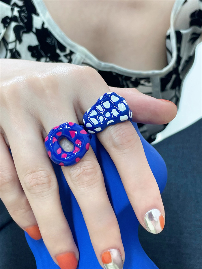 Fashion Devilu0027S Eye Polka Dots Copper Enamel Open Ring 1 Piece