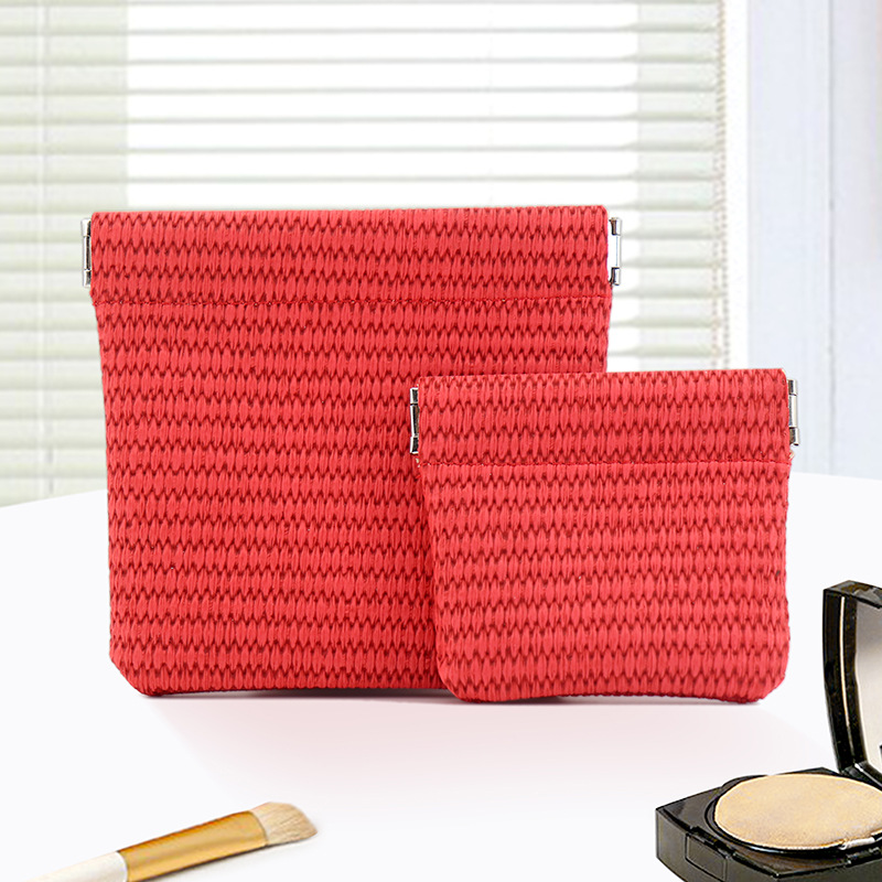 Bolsa de almacenamiento de metralla de cierre automático, bolsa de almacenamiento de monedero portátil, bolsa de cosméticos de viaje, sobre rojo