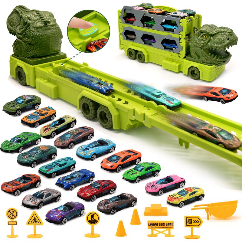 [Source Factory] Amazon's New Tyrannosaurus Rex Deformed Track Container Car Ejection Car Storage Toy Car