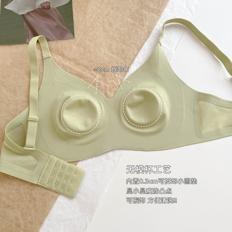 Ropa interior de anillo de acero de sensación desnuda de primavera y verano Sujetador de pecho de soporte suave delgado para mujeres