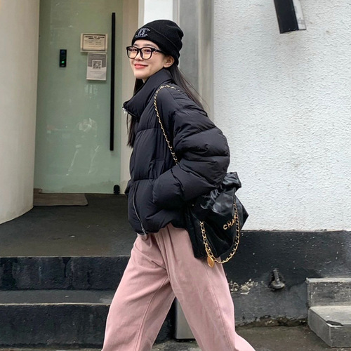 2025 New Down Cotton Coat Women's Short Loose Korean Thickened Cotton Coat Small Size Bread Coat Cotton Coat Coat 