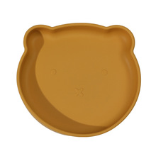 熊餐盤食品級硅膠餐盤嬰童喂養餐盤吸盤碗