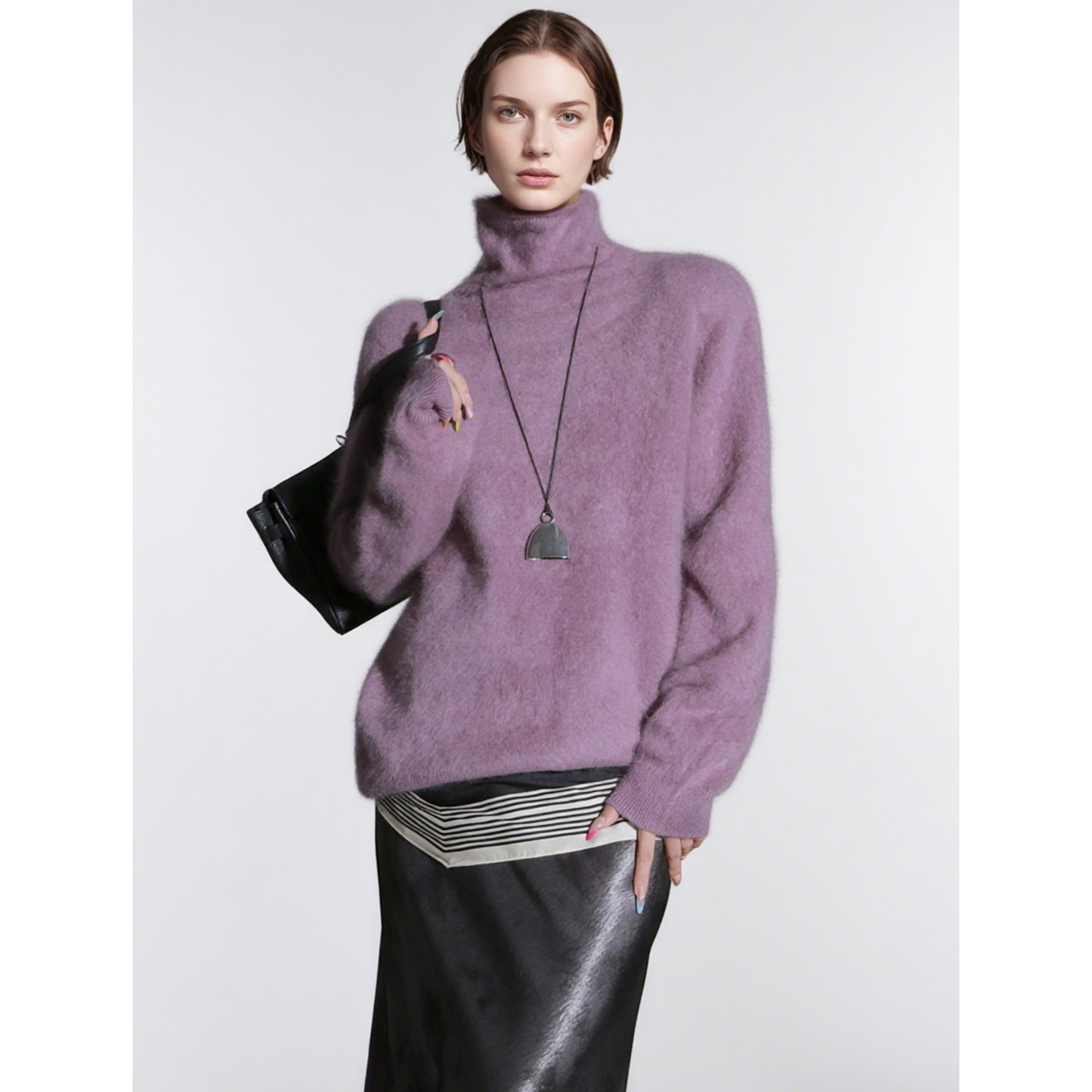 Rongtai｜Brushed Series｜Cashmere Sheep Wool Pile Collar Sweater Women's Autumn and Winter Lazy Cloud Sweater