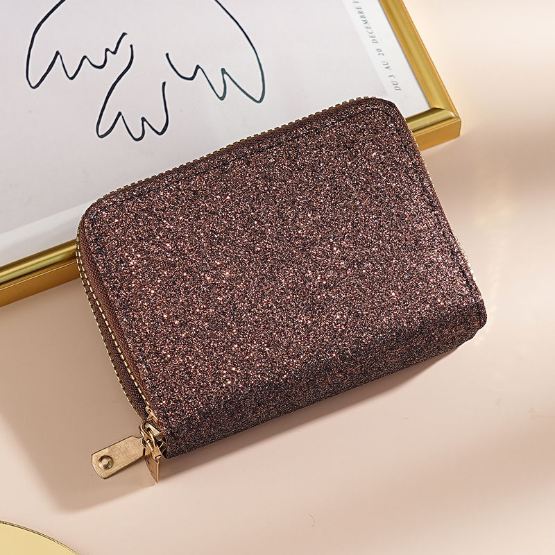 Bolso de tarjeta de órgano con doble cremallera para mujer transfronteriza Gypsophila Juego de tarjeta flash Bolso de tarjeta múltiple Bolso de mujer de moda