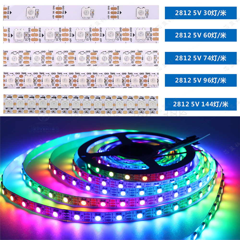 Tira de Luces LED de Colores ws2812, Luz Ambiental a Todo Color, 5v, IC Integrado Programable, Tira de Luces Mai Jazz