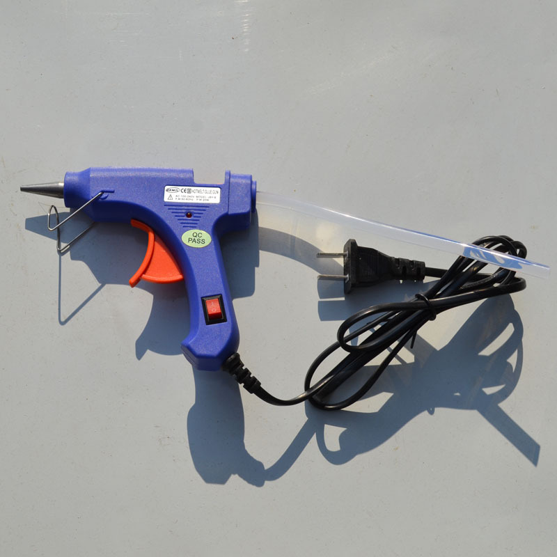 Pistola de pegamento 20W mini con interruptor de tamaño pequeño pistola de pegamento 7mm universal hogar hecho a mano transparente caliente derretimiento pegamento tira