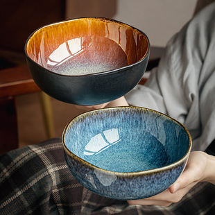 Yunmeng Kiln 6.5-inch Special-shaped Neat Bowl Ceramic Fruit Bowl High-end Restaurant Specialty Tableware for Cross-border Export