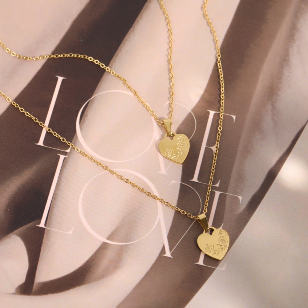 Womenu0027S Fashion Heart Flower Stainless Steel Necklace Gold Plated Stainless Steel Necklaces