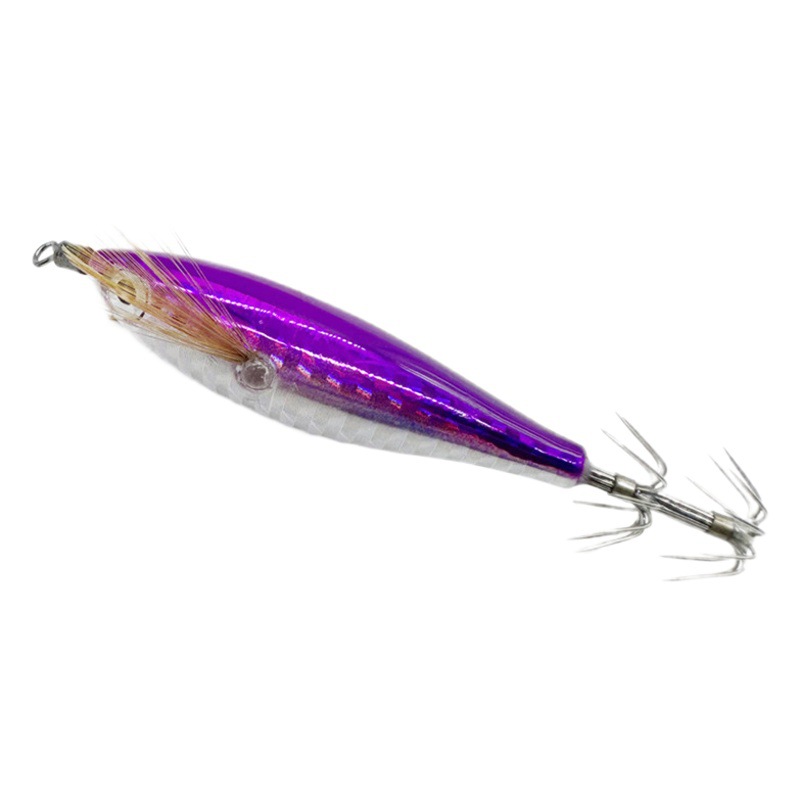 5,5g/7,5 cm láser horizontal camarón pulpo calamar gancho ocho cinturón luya cebo falso camarón de madera simulación peces luminosos