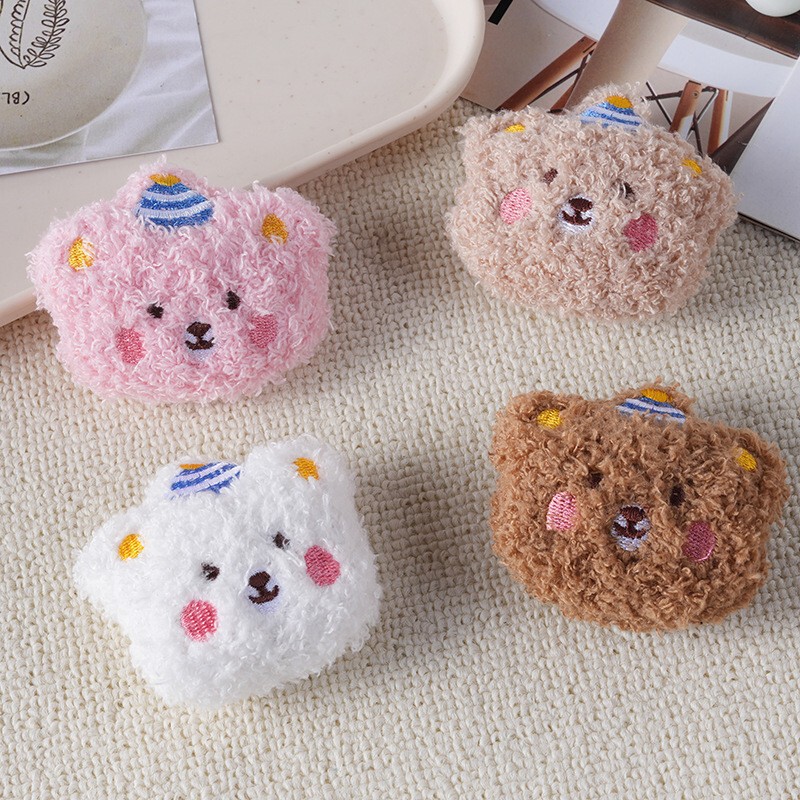 Cartoon Plush Teddy Bear Brooch Curly Blush Bear Autumn and Winter Headwear Hat Bag Decoration Accessory