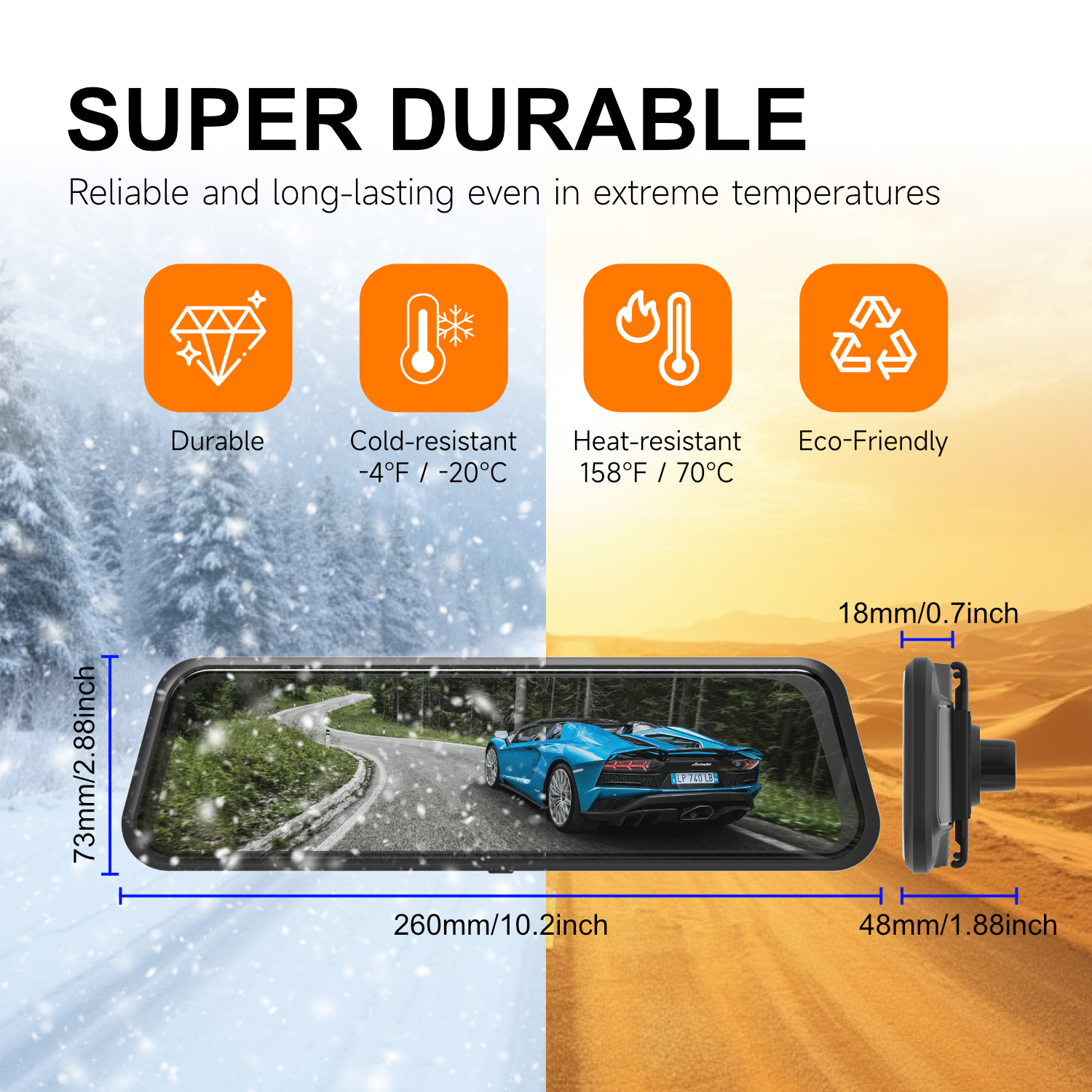 Dual-lens 10inch full-screen carplay night vision metal casing streaming rearview mirror dashcam