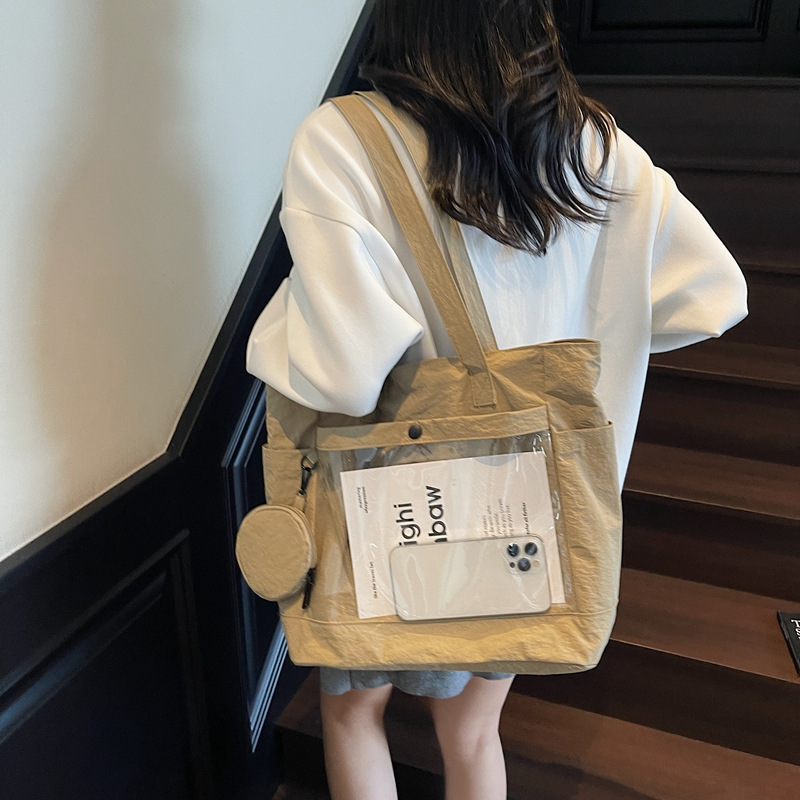 2025日系ins新款尼龙布包女多口袋通勤上班手提包潮大容量单肩包|undefined