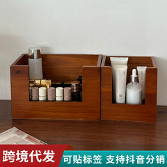 レトロ木製スキンケアマスク口紅棚ドレッサーデスクデスクデスク化粧品収納ボックス
