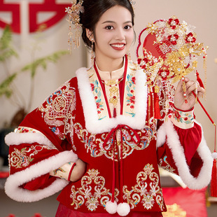 New Chinese style bride Ming-made improved Hanfu 2024 engagement toast dress red vest dress suit