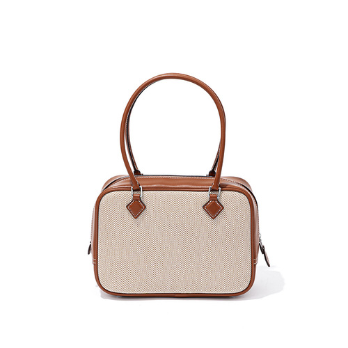 Retro style small square bag for women, antique style vintage feather bag, niche high-end cowhide canvas handbag for women