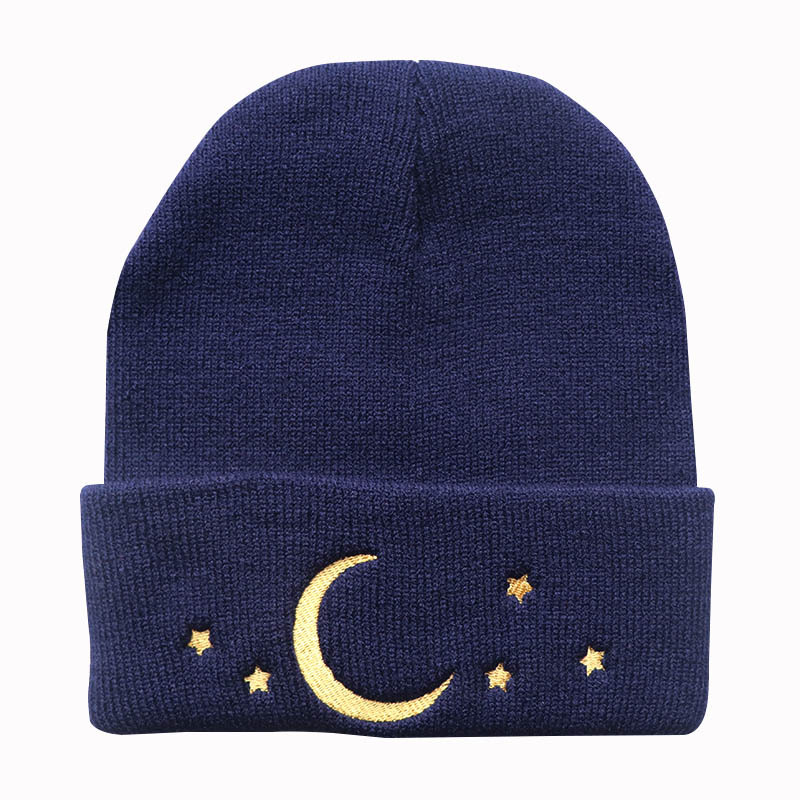 Unisex Fashion Star Moon Embroidery Crimping Wool Cap display picture 3