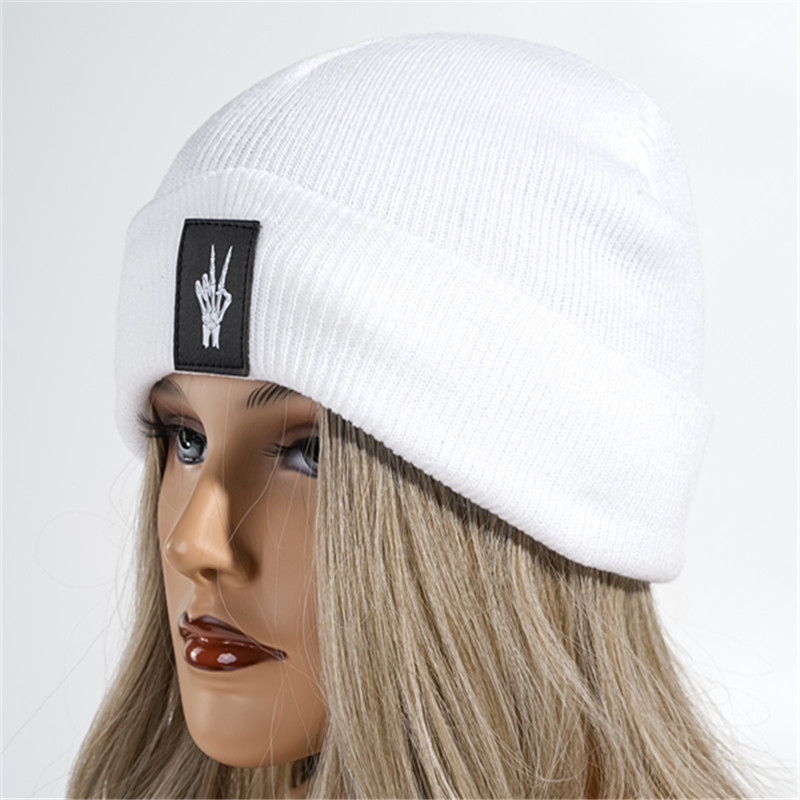 Halloween Ghost Claw Embroidery Knitted Pullover Wool Hat