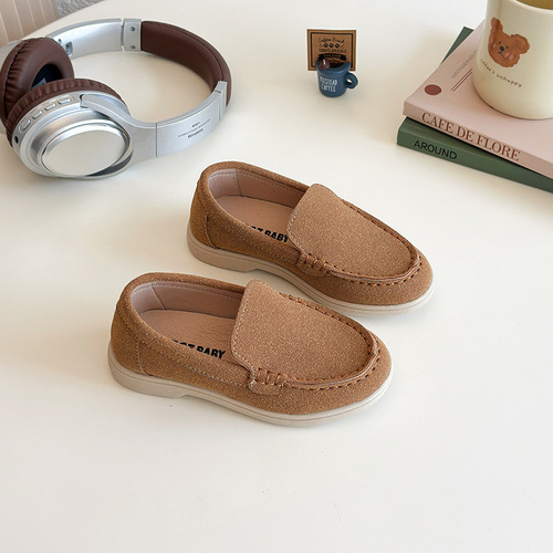Children's casual leather shoes, summer new style, boys 'retro simple all-match skate shoes, girls' wedge platform sole leather shoes