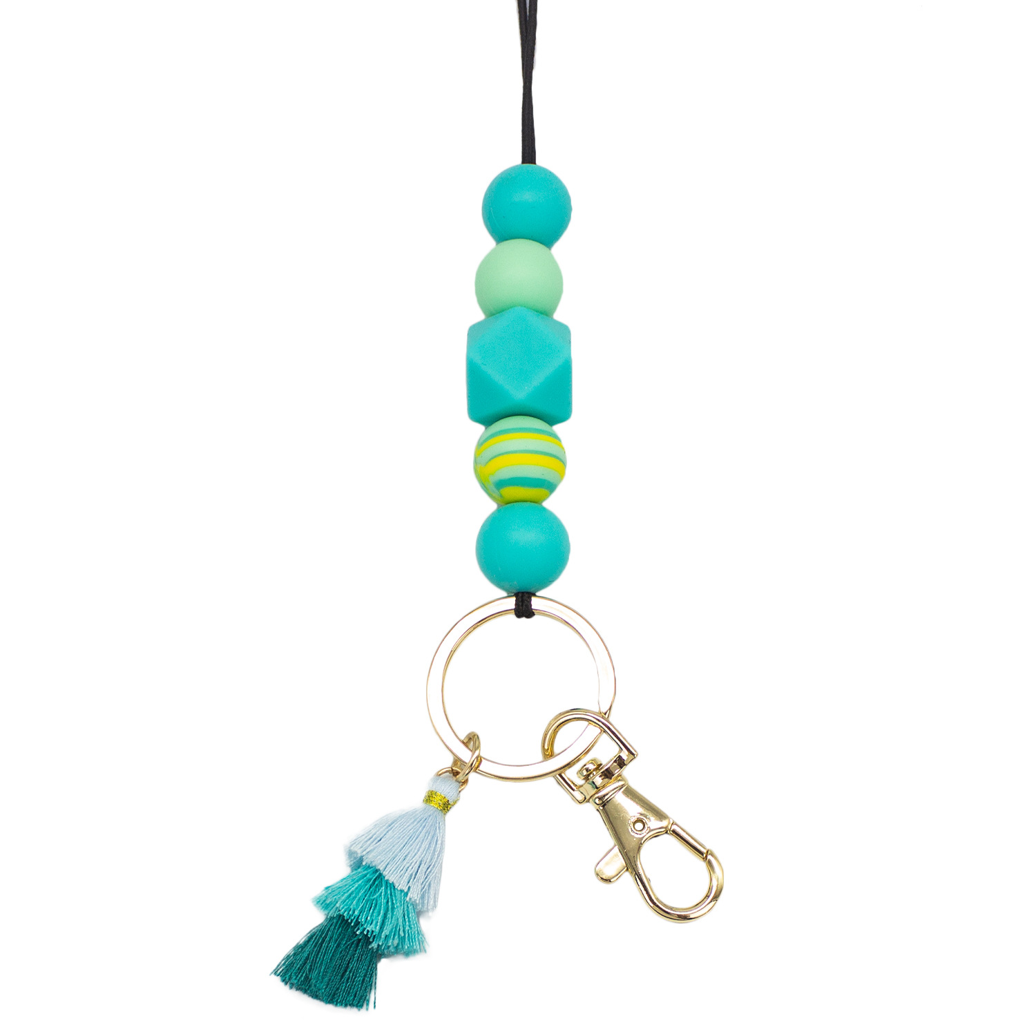 Cordón de cuentas de silicona de dibujos animados collar de goma suave Estudiante Adulto fiesta universal colgante borla cordón llavero