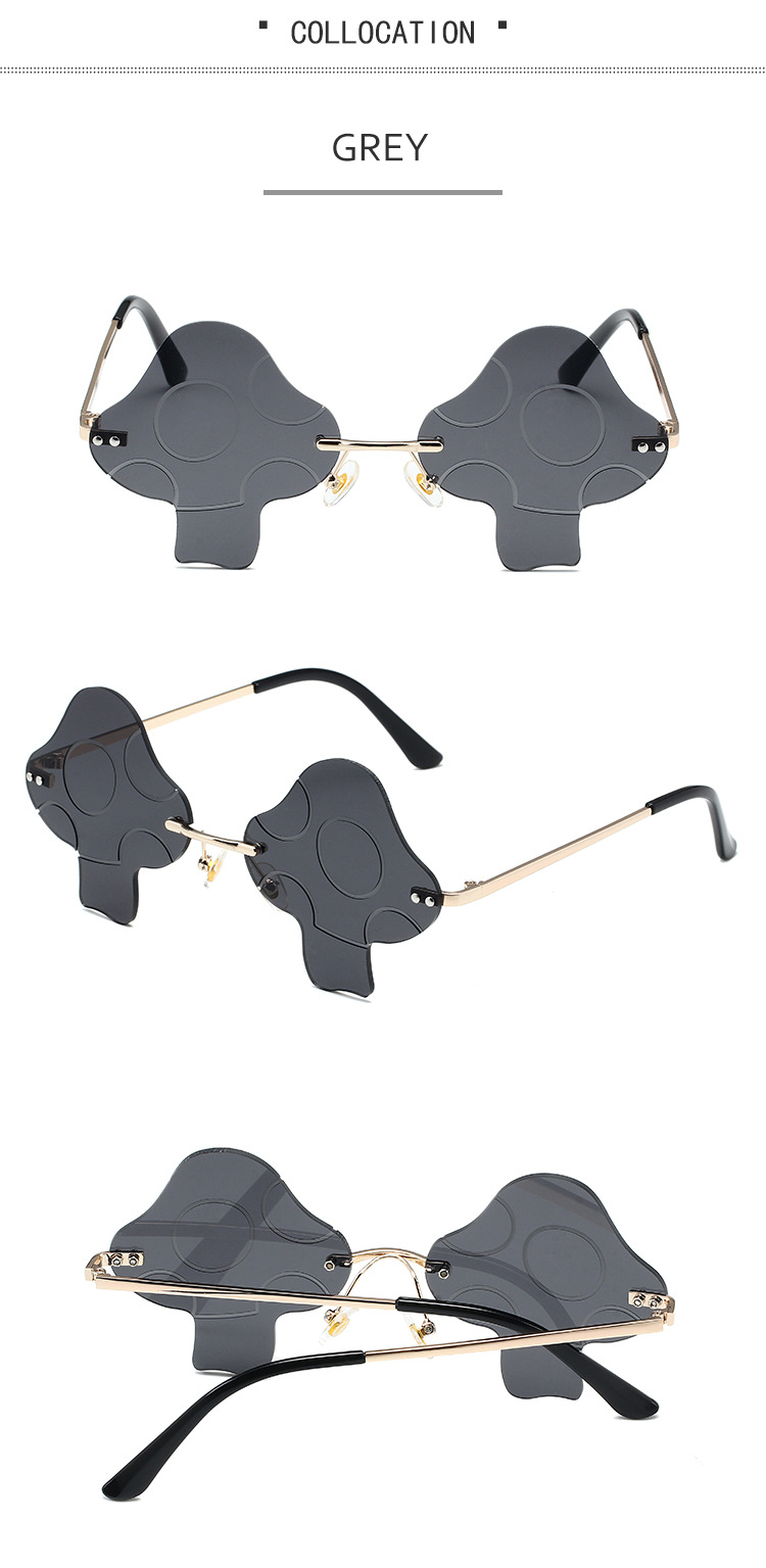 45g Weight Frameless Glasses Structure Sunglasses Classification PC, UV400 Protection, Tinted Lenses Lens Material Special-Shaped Mirror Glasses Style Casual, Outdoor, Beach Occasion Mushroom Pattern All Seasons Season Unisex Gender Novelty, Modern Style Style Novelty Modern Style Mushroom PC UV400 Protection Tinted Lenses Special-Shaped Mirror Frameless Women's Sunglasses 6
