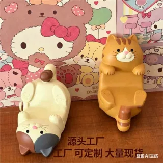 懒人手机支架横放猫咪支架办公室装饰摆件跨境树脂工艺品摆件可爱