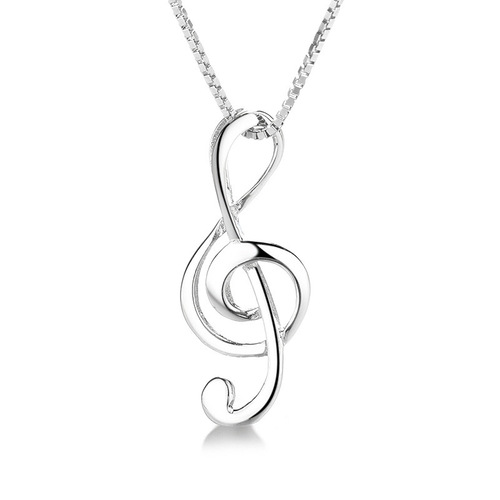 New concept s925 sterling silver necklace note pendant Korean style fashion personality simple note clavicle chain manufacturer wholesale