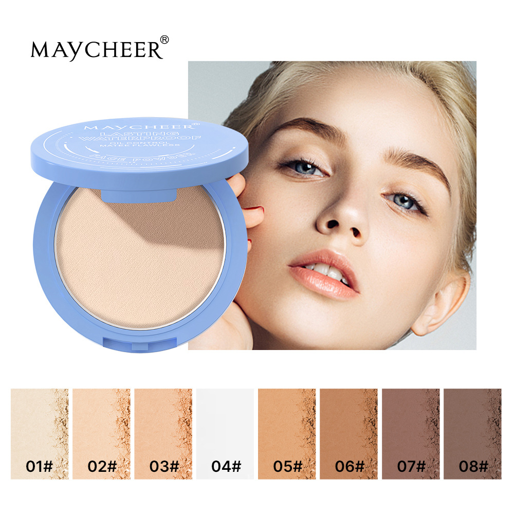 Transfronterizo MAYCHEER polvo impermeable de maquillaje para mujeres, maquillaje natural desnudo, control de aceite, polvo de maquillaje de miel.