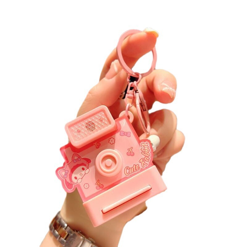 クリエイティブサンリオ発光カメラキーホルダーかわいいポラロイドカメラバッグペンダントキーチェーン小さなギフト|undefined