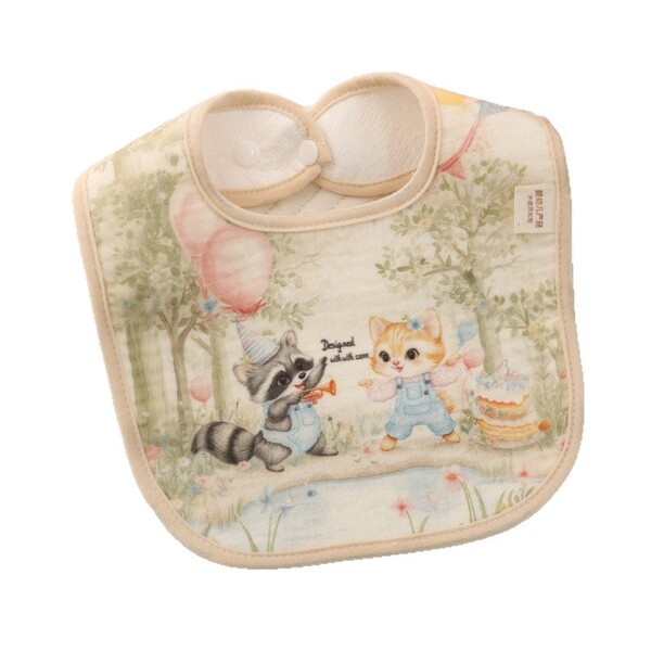 cartoon children's gauze waterproof eating bib for mother and baby