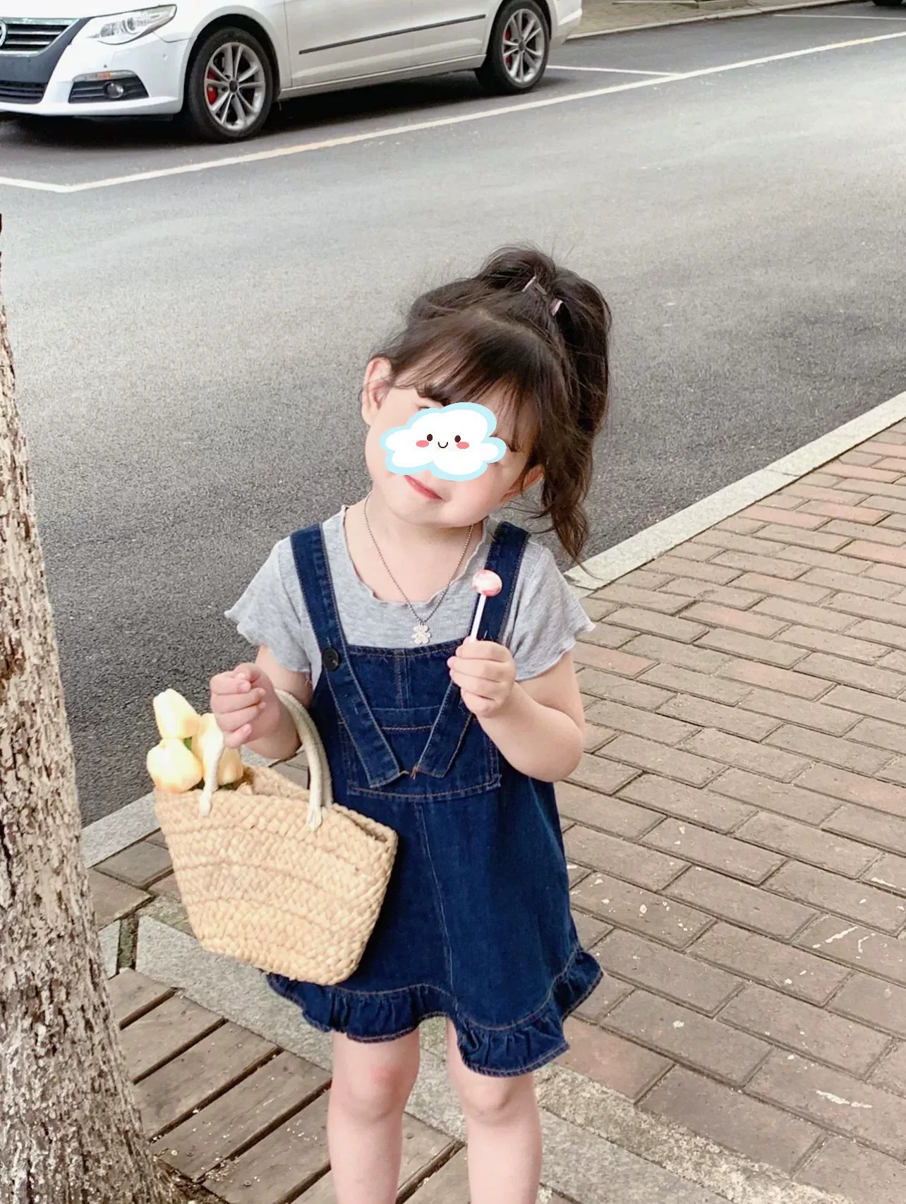 Summer short sleeve T-shirt, denim summer dress, children's clothing