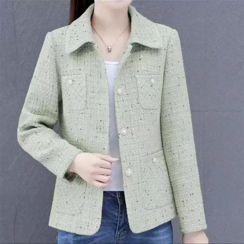 Модный кардиган для матери, осеннее классическое пиджак-пиджак, 2023 год, западный стиль, стиль Chanel, для средних лет