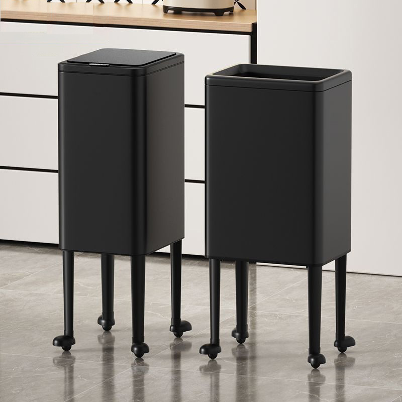 Kitchen Tall Trash Can, No Bending, Removable, High-End, Large-Capacity, Light Luxury, High-End Metal Bucket for Living Room