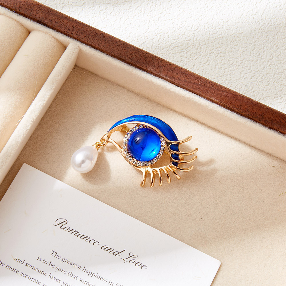 Spilla vintage europea e americana con perla a forma di occhio, ispirata al mondo barocco, per donna. Spilla di nicchia di alta gamma, adatta a un abito di alta qualità._voghion.com