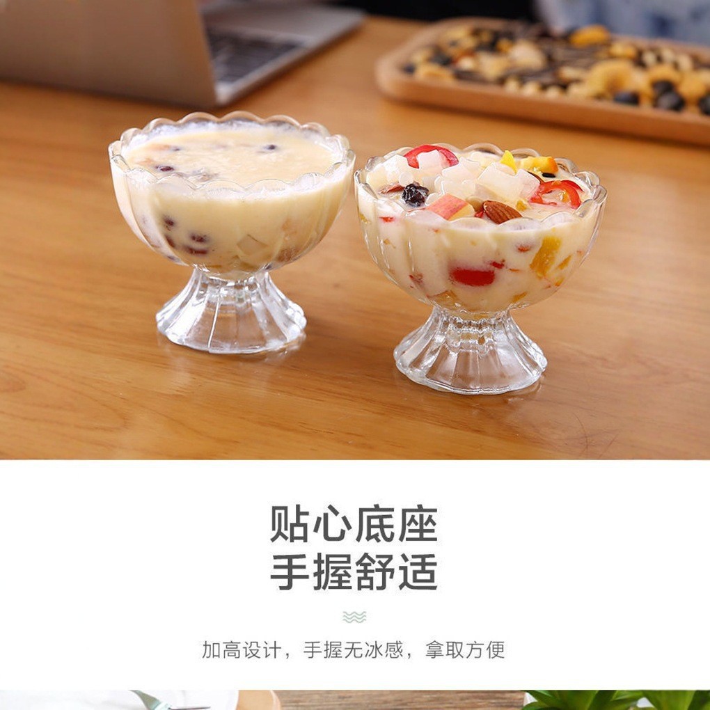 Taza de helado taza de jugo transparente taza de té de leche de vidrio ensalada de postre helado tazón batido taza de helado bebida fría