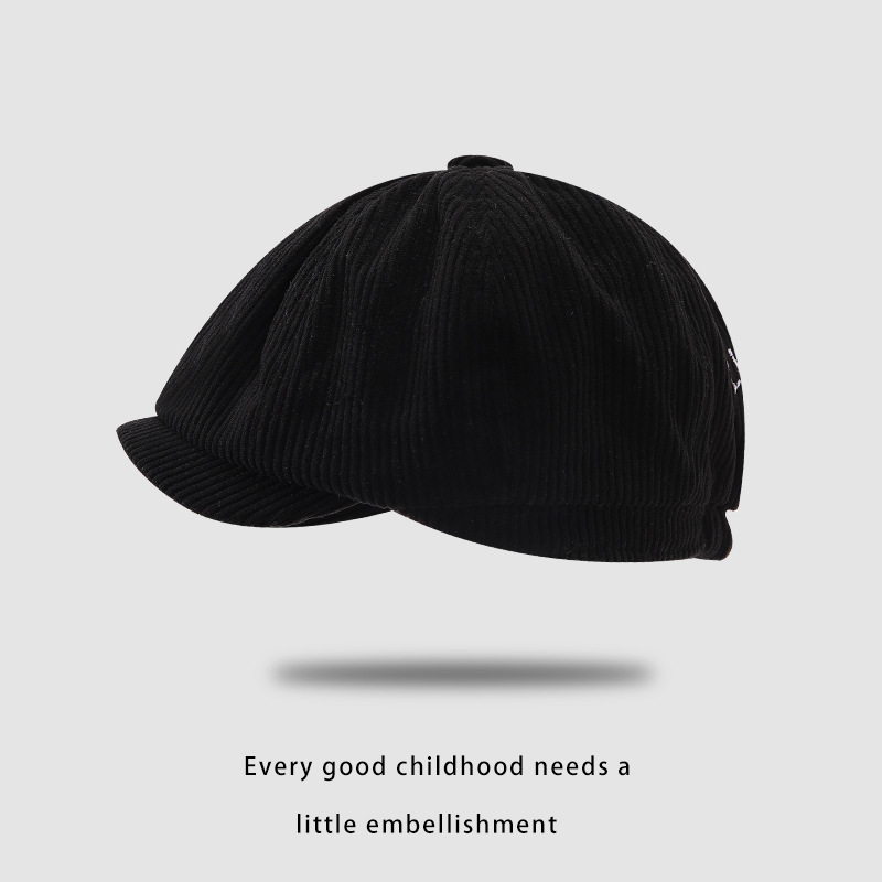 Corea del Sur color sólido corto para niños hacia adelante sombrero marea de color sólido para hombres y mujeres bebés cóncavo sombrero pintor sombrero octogonal