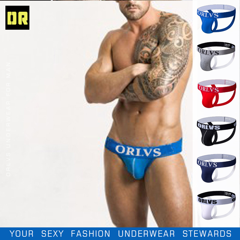 ORLVS new underwear ins same cotton men's thong sexy trendy double thong gayOR131