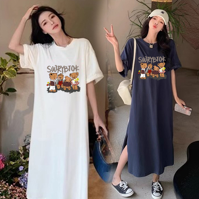 Maternity Summer Dress for Pregnant Women 2026 New Fashion Short-Sleeved Loose Long Over-The-Knee Maternity Dress for Summer