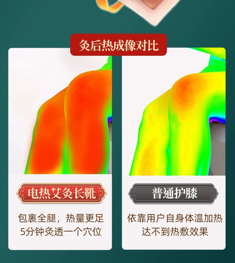 Electric Moxibustion Long Boot Warmers with Mugwort Liners Ai Rong 艾绒 Heated Knee Ankle Leg Care for Home Wellness preparation