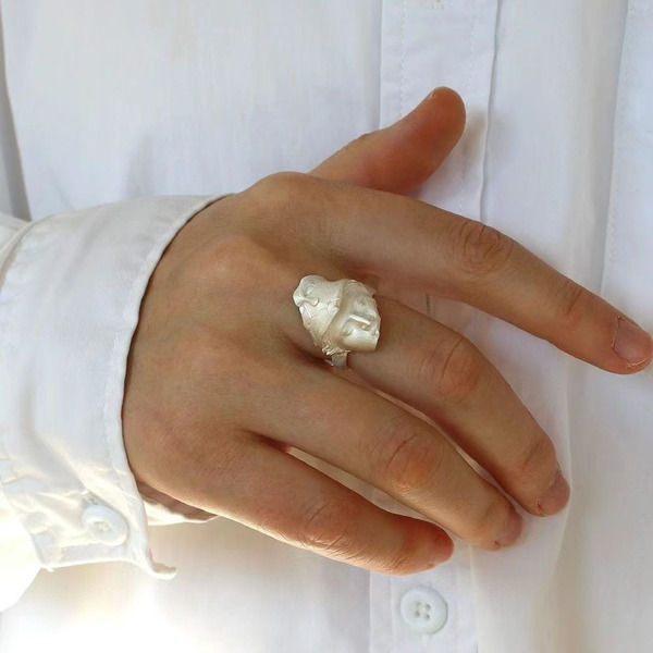 Long minimalistic matte ring