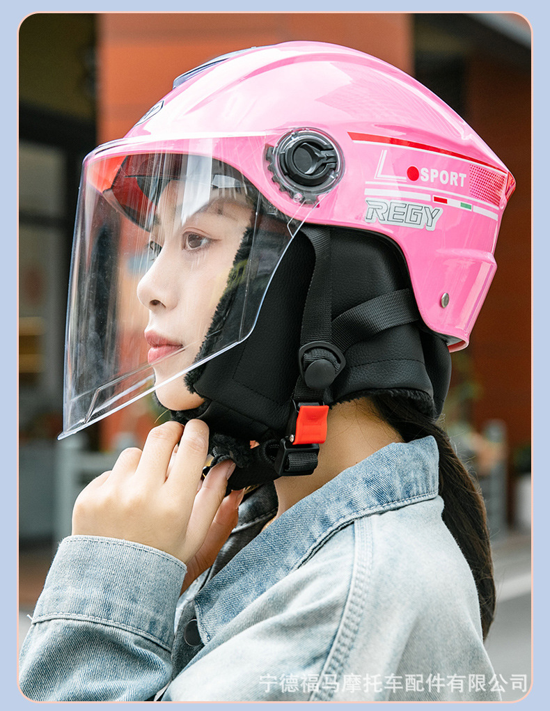 Class a 3C Certified Motorcycle Electric Vehicle Helmet Safety Helmet Autumn and Winter Warm Half Helmet Battery Vehicle Anti-Collision