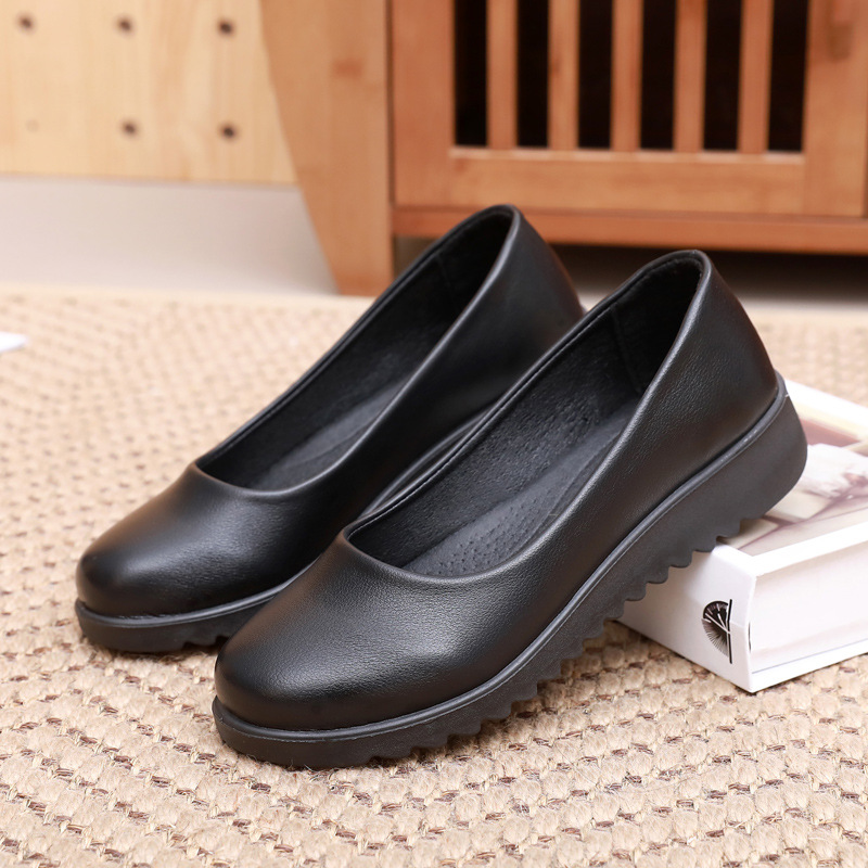 Professional high heels, black shoes flat, special shoes for flight attendants, comfortable for older women