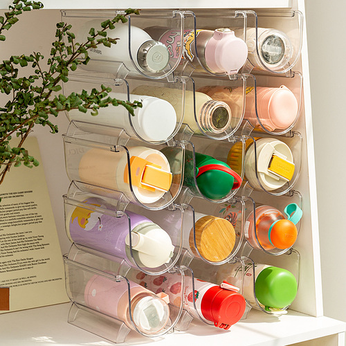 Water Cup Storage Rack Multi-layer Transparent Desktop Creative Stackable Cup Holder Dustproof Home Use for Insulated Cups Display Stand