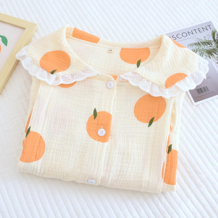 A variety of new crepe thin month clothes wash cotton gauze long sleeve nursing clothes home clothes pregnant women breast-feeding sleep