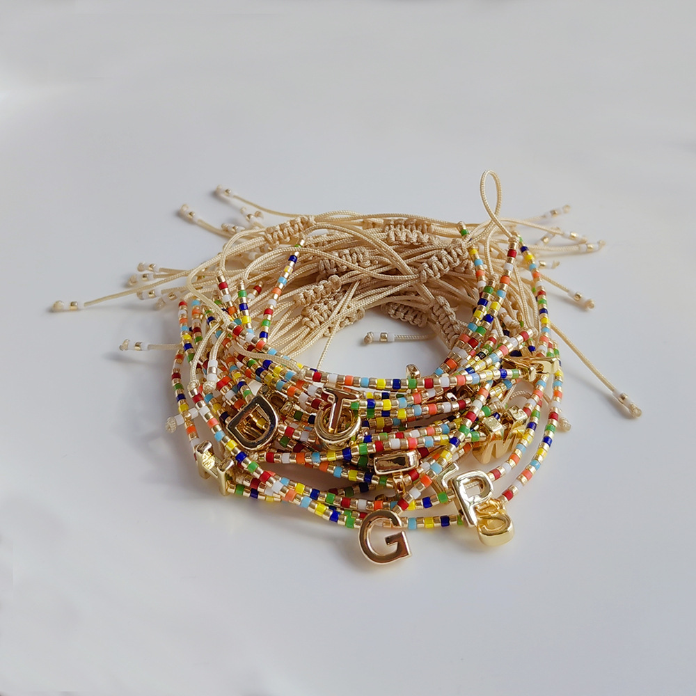 5g Weight Bracelets Classification 1 Piece Quantity Daily Occasion Seed Bead Material Letter Pattern Women'S Gender Knitting Design Fashion Style Fashion Letter Seed Bead Knitting Women's Bracelets 2