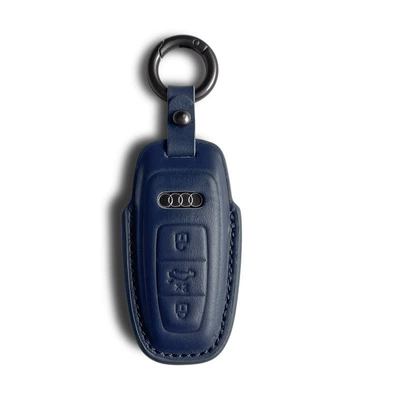 Car key bag: Genuine Leather A4L A7L - audi-d-model-knight-blue-set-round-buckle